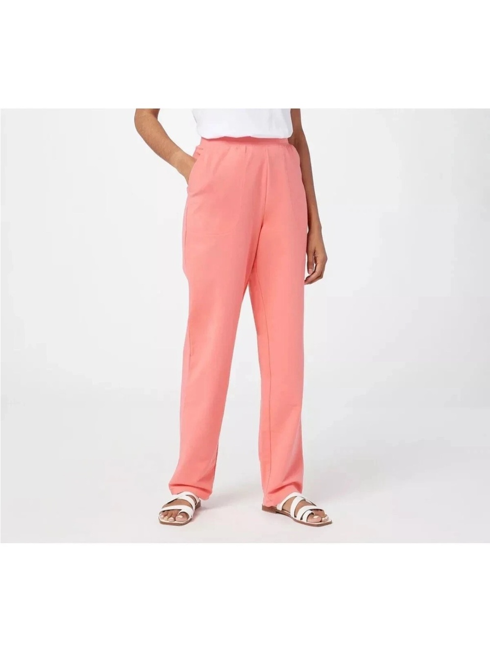 Denim & Co. Pull-on Pants Coral Rose Size Petite Small